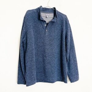 Van Heusen Flex Henley Fleece Lined Long Sleeve Sweater Size XL Blue/Black